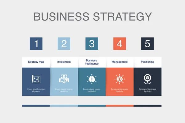 Strategy Map Investment Business Intelligence Management Positioning Icons Infographic Design — Vetor de Stock