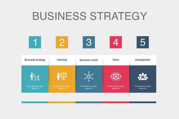 Business Strategy Planning Business Model Vision Development Icons Infographic Design — Stockvektor