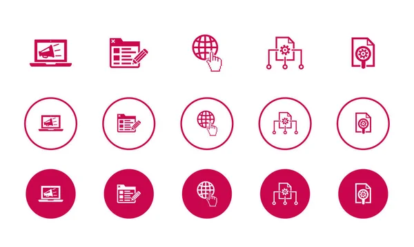 Digital Marketing Blog Internet Content Management Marketing Research Icons Set — 图库矢量图片