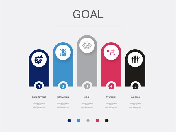 Goal Setting Motivation Vision Strategy Success Icons Infographic Design Layout — Stock Vector
