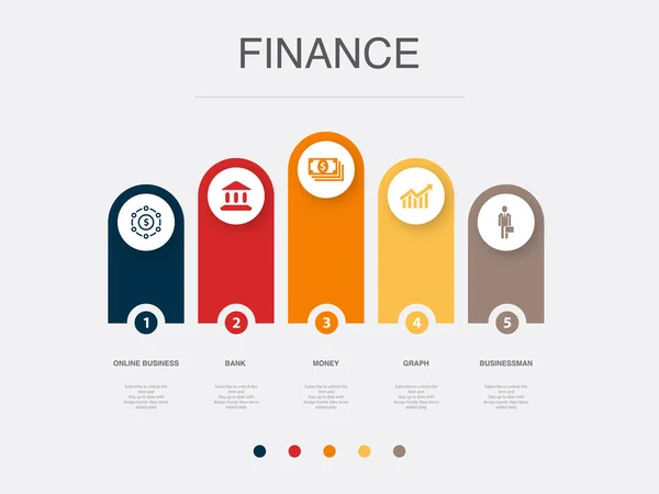 Фінанси Банк Гроші Граф Бізнес Ікони Інфографічний Дизайн Шаблон Концепція — стоковий вектор