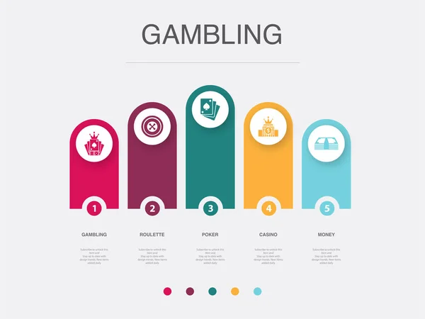 Gambling Roulette Poker Casino Money Icons Infographic Design Layout Template — Vector de stock