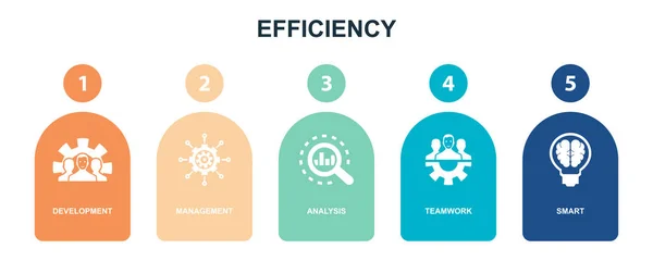 Development Management Analysis Teamwork Smart Icons Infographic Design Layout Template — Image vectorielle