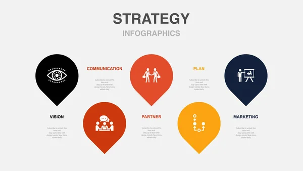 Vision Communication Partner Plan Marketing Icons Infographic Design Layout Template — Vector de stock