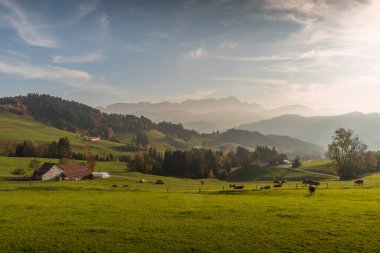 Apenzellerland Alpstein ve Saentis zirvesine doğru bakan, Canton Appenzell Innerrhoden, İsviçre