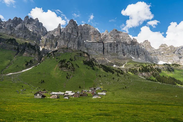 Alpine Huts Barns Urnerboden Largest Alp Switzerland Foot Glarus Alps — Stock Photo, Image