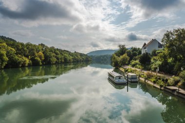 Rhine River, river landscape at the border between Germany and Switzerland, Kaiserstuhl, Canton of Aargau, Switzerland clipart