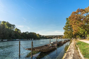 Munot, Schaffhausen, Schaffhausen, İsviçre Kantonu manzaralı Ren bankaları