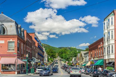 Camden, Maine, ABD - 23 Ağustos 2013. Camden 'da ana cadde, Knox County, ABD, Kuzey Amerika