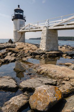 Marshall Point Deniz Feneri, Port Clyde Limanı 'nın girişinde, Maine, New England, ABD, Kuzey Amerika