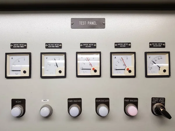 Electrical test panel with voltage and amper meter
