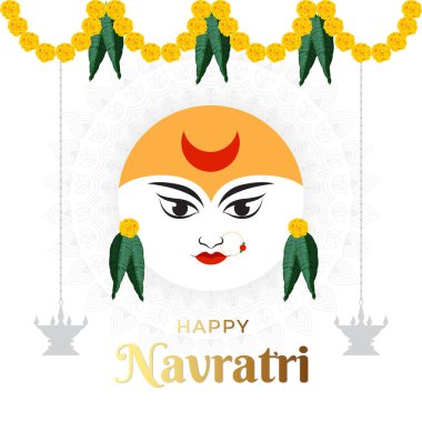 Mutlu Navratri dilekleri, Navratri konsept sanatı, Tanrıça Durga 'nın 9 avatarının çizimi