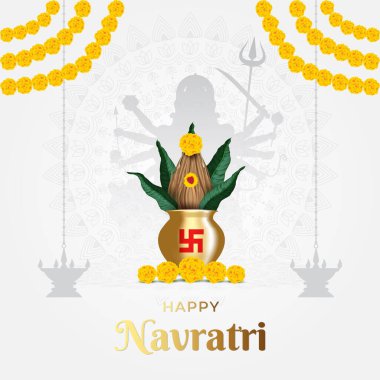 Mutlu Navratri dilekleri, Navratri konsept sanatı, Tanrıça Durga 'nın 9 avatarının çizimi