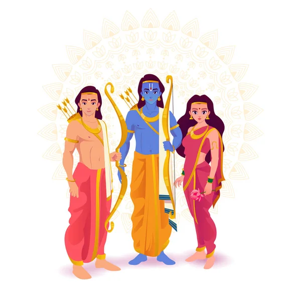 Lord Rama ve Sita & Lakshman Vektör illüstrasyonu