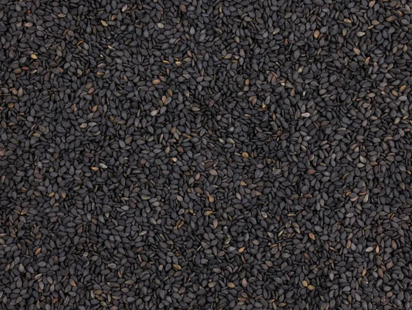 Czarny Sezam Tło Widok Góry Czarne Suche Nasiona Sezamu Koncepcja — Zdjęcie stockowe