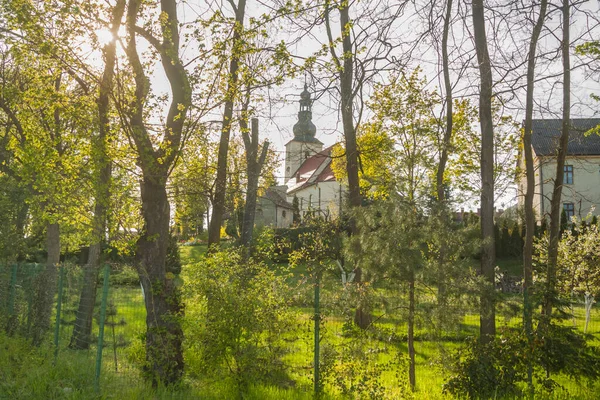 Polónia Alta Silésia Gliwice Labedy Assumption Mary Igreja Vista Lado — Fotografia de Stock