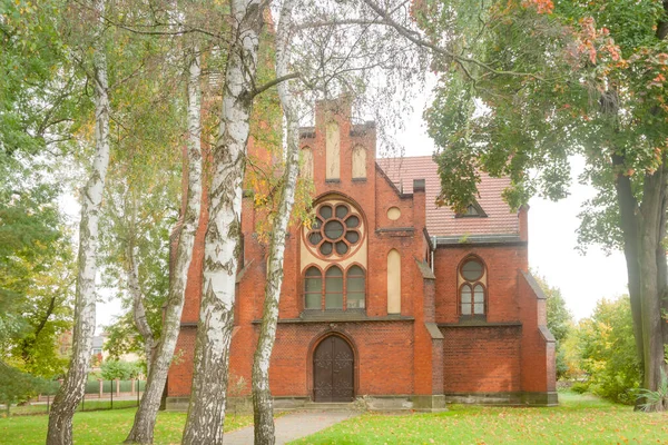 stock image Poland, Upper Silesia, Gliwice, Labedy, Martin Luther memorial church autumn, overcast sky