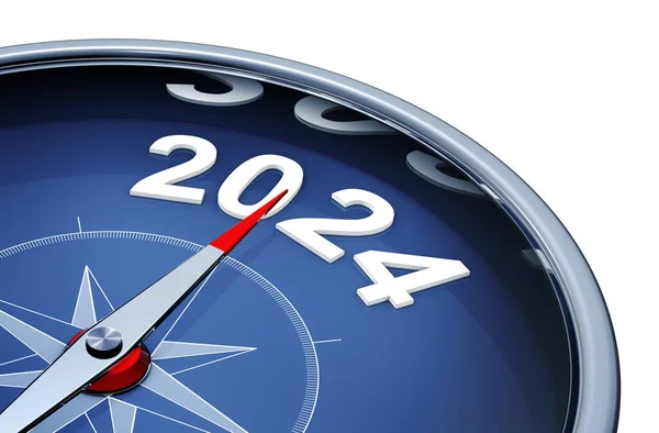 Illustration Compass Year 2024 — Stock Photo, Image