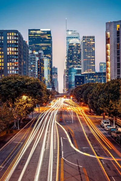 Skyline Los Angeles Rush Hour — Fotografia de Stock