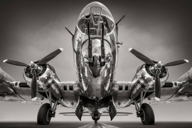 historical bomber on a runway