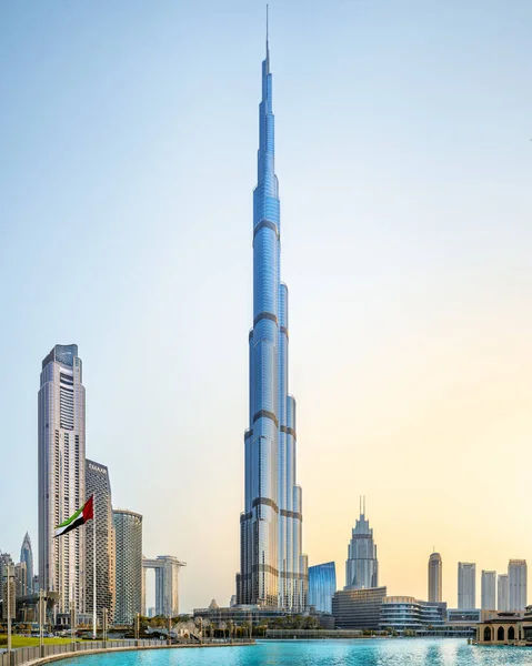 Dubai Vae Juni 2023 Beroemde Burj Khalifa Tijdens Zonsopgang — Stockfoto