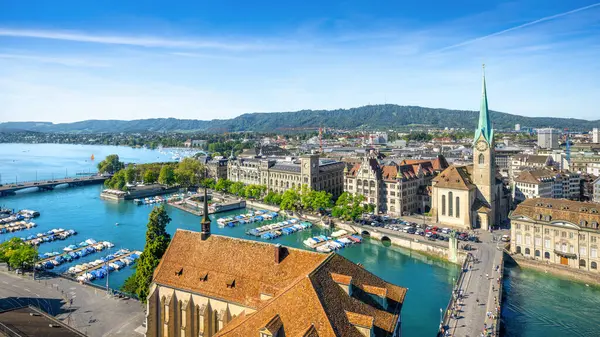 Vista Panorámica Del Casco Antiguo Zurich — Foto de Stock