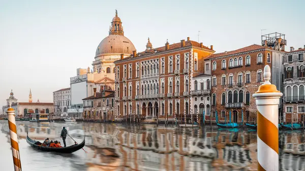Velence Nagy Csatornája Naplementekor Olaszország Jogdíjmentes Stock Képek