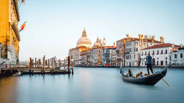 Великий Канал Венецианского Солнца Время Заката Стоковое Фото