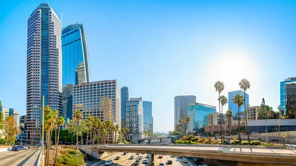 Skyline Van Los Angeles Californië Rechtenvrije Stockafbeeldingen