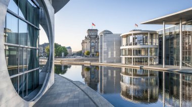 the german government district during sunrise, berlin