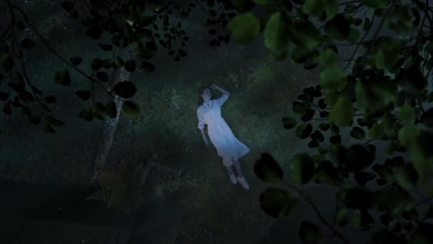 Темный Мистический Лес Сюрреалистическая Трехмерная Сцена Мистический Кинематографический Сон — стоковое видео