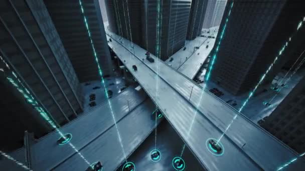 Autonoma Bilar Transportera Varor Och Människor Som Använder Sensorer För — Stockvideo