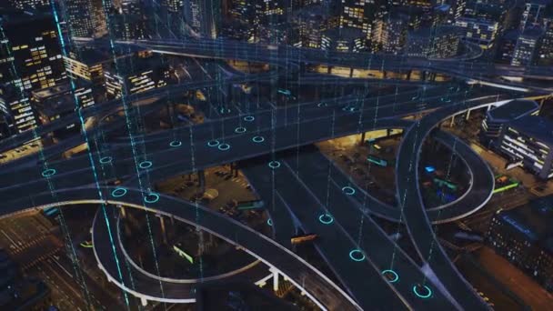 Otomatik Araçlar Mal Taşımacılığı Nsanlar Radar Teknolojisini Otomatik Parlak Geleceğin — Stok video