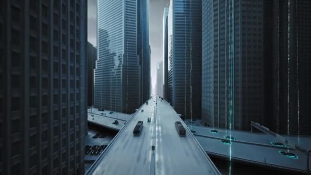 レーダー技術を活用した都市を自動運転で走る自動運転車 Cgi — ストック動画