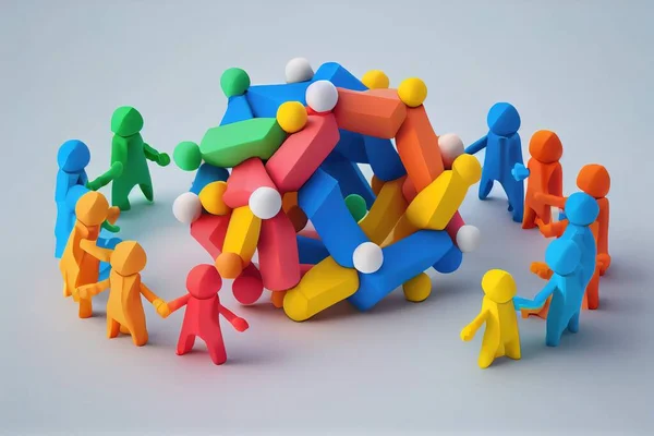 teamwork, men, group of people, cooperation, community, ideas, communication, concepts, togetherness, illustration, businessman, multi colored, connection, success, business, crowd, unity, three dimensional, blue