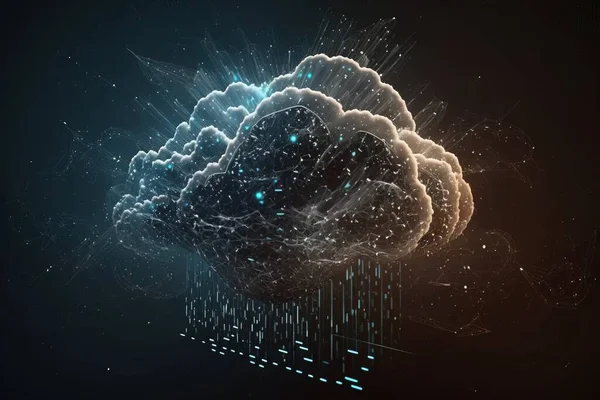 A cloud with a rain coming out of it and a blue light coming out of it redshift render a digital rendering les automatistes