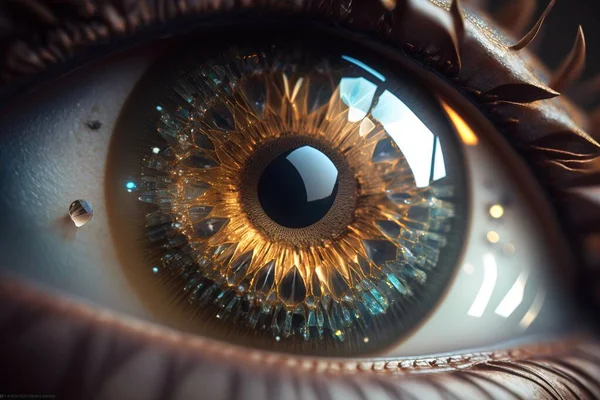 A close up of a human eye with a lot of light coming in the iris high detail 4k a 3d render photorealism