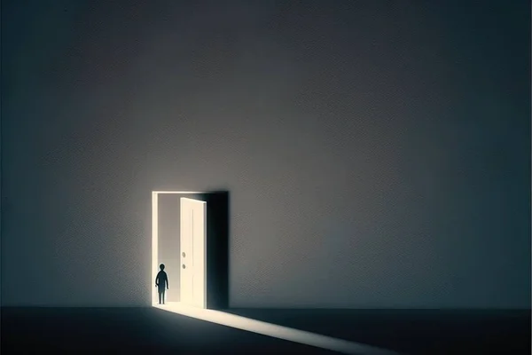 A person standing in a doorway with a light coming through it to a person standing in the doorway beautiful cinematic light a minimalist painting light and space