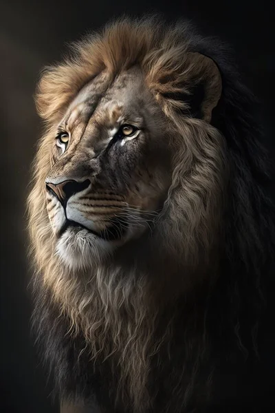 A lion with a black background and a black background with a white lion in the middle highly detailed digital painting a digital painting photorealism