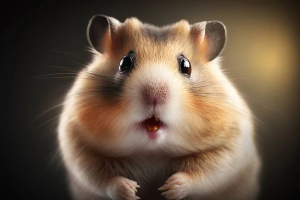 A close up of a hamster with a black background and a blurry background ultra realistic digital art a photorealistic painting shock art