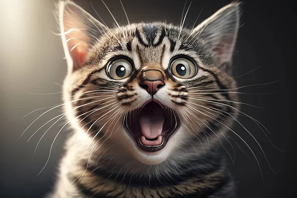 A cat with its mouth open and it\'s mouth wide open with its mouth wide open highly detailed digital painting a photorealistic painting shock art