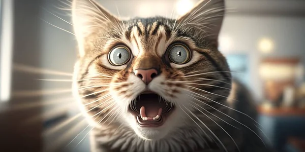 A cat with its mouth open and it\'s mouth wide open with its mouth wide open cgstudio a 3d render shock art