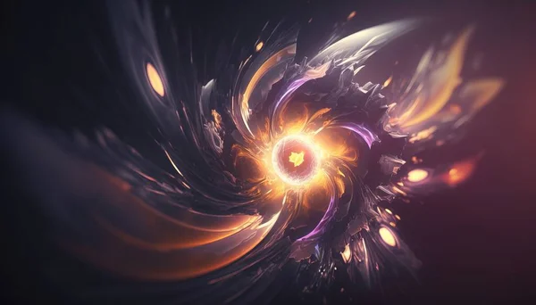 A computer generated image of a spiral design with a dark background and a yellow center league of legends splash art an abstract painting auto-destructive art