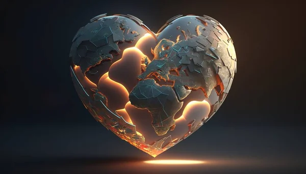 A broken heart shaped object with a black background and a light reflection on the ground redshift render a 3d render environmental art