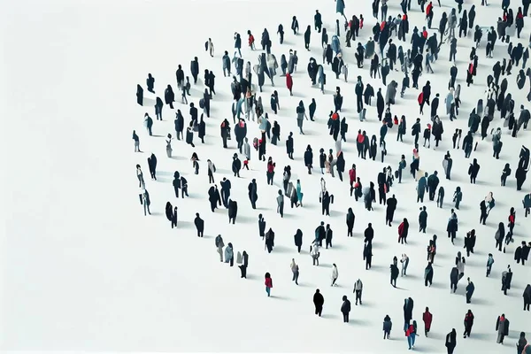 A large group of people standing in the snow together all facing different directions all facing different directions golden ratio illustration a microscopic photo les automatistes