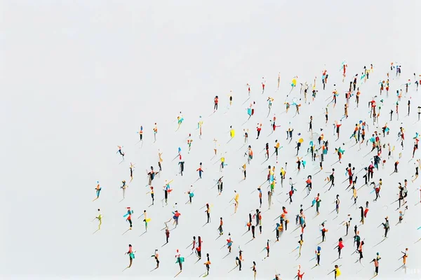 A large group of people skiing down a hill together in the snow with skis on the ground dynamic composition a 3d render les automatistes