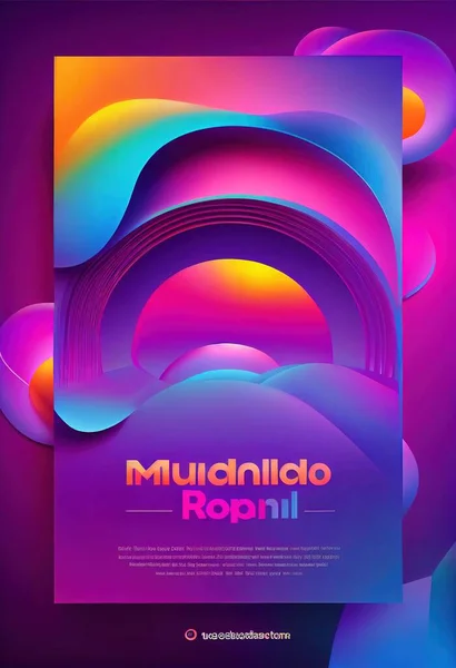 A poster with a colorful background and a text that reads mutanhilo roani colorful flat surreal design poster art rococo