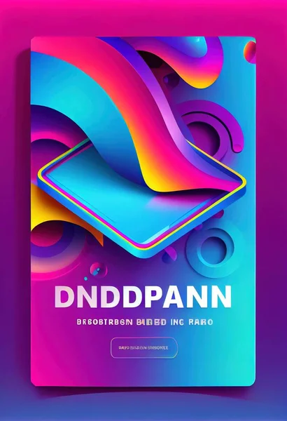 A poster with a colorful background and a text that reads dndp pann colorful flat surreal design poster art panfuturism