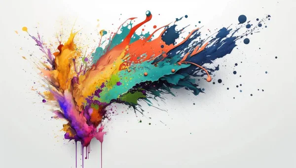 A colorful paint splattered on a white background with a white background and a white background graffiti paint an airbrush painting abstract art