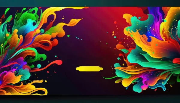 A colorful background with a splash of paint on it and a yellow frame for the text colorful flat surreal design an abstract painting computer art